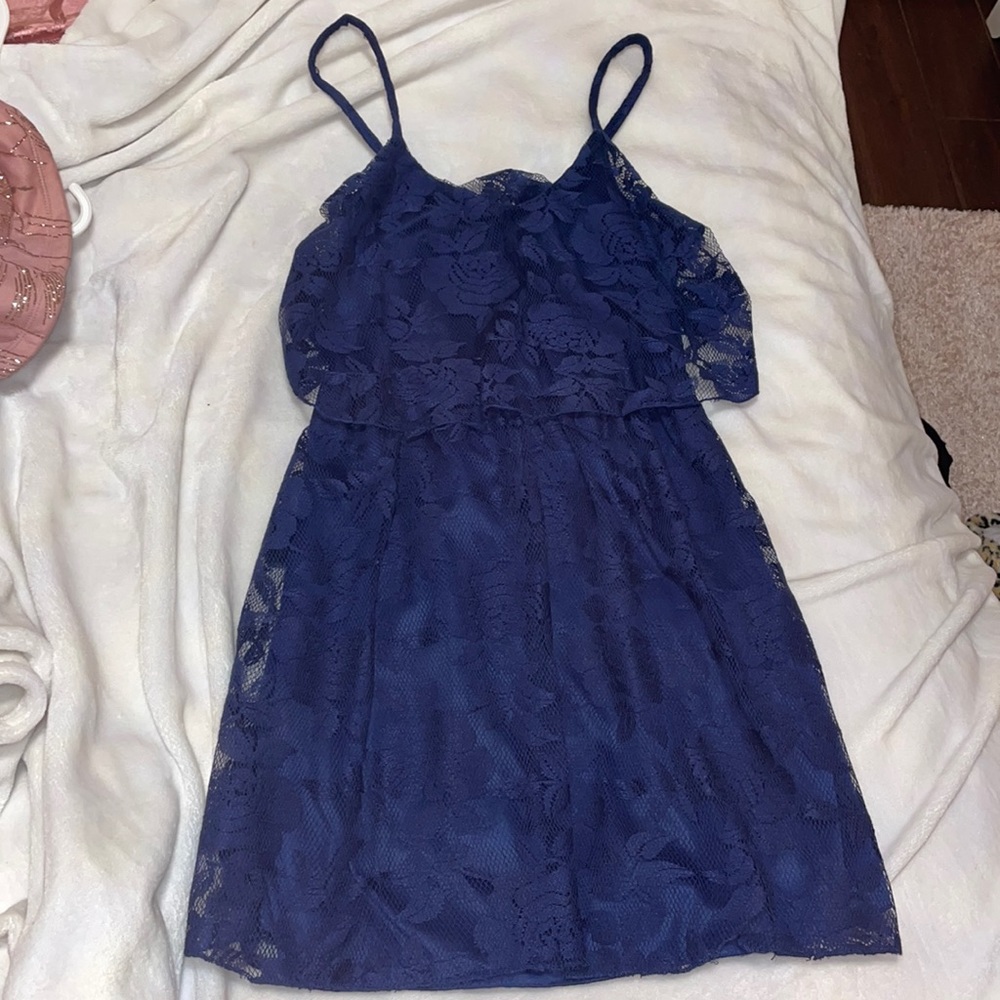 Small, My Michelle, Blue, Dress, Floral, Elegant